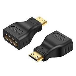Classic Plated Mini HDMI Male to HDMI 19 Pin Female Adapter - Black