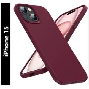 Soft Flexible Silicone Case for iPhone 15, Shockproof Anti-Scratch Slim TPU Protective Back Cover (Maroon)
