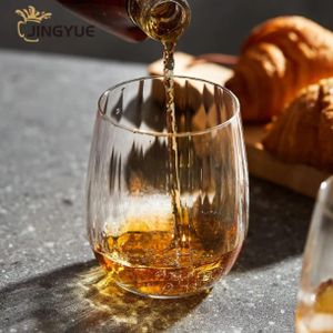 Short Ribbed Drinking Glasses – 6pcs Set – Transparent Glassware for Beverages