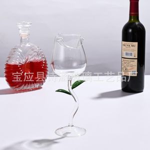 1Pcs Fancy Red Wine Goblet Wine Cocktail Glasses 100ml Rose Flower