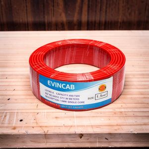 Evin  1.5mm Red Single Core Solid High Quality Heavy Duty PVC Indoor Electrical Wiring Cable 
