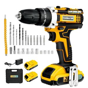 Yellow Rechargeable 21 V Cordless Screwdriver Set
