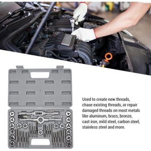 Tap and Die Set, 40 Pieces M3-M12 Screw Nut Tap and Die Set, Heavy Duty Hand Tool with Wrench and Thread Gauge