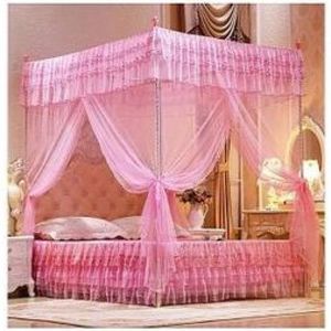 4 By 6 Pink Mosquito Net With Light Weight Portable Stands.