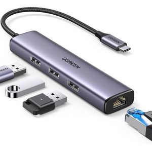 Ugreen  CM475 USB-C to USB 3.0 Hub (3 Ports) + Gigabit Ethernet – UG-60600