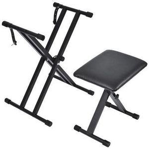 Double Braced X Frame Music Piano Keyboard Stand & Chair