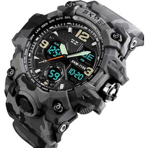 Skmei 1155 Fashion Quartz Wristwatches Dual Display Stop Watch LED display Week Display Water Resistant 