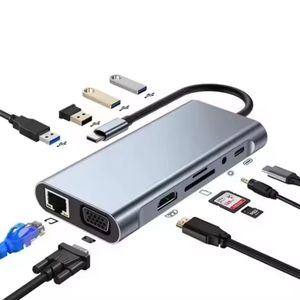 11 IN 1 Multiport USB Hub with Ethernet Port VGA and HDMI Port USB C