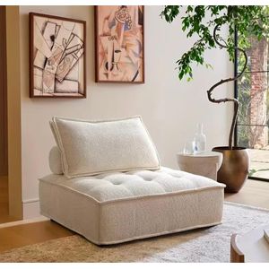 Cream Bouclé Armless Lounge Chair – 1 Piece Set 