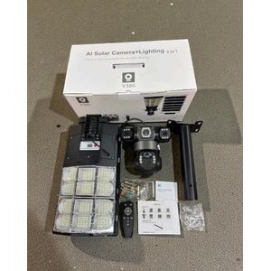 Hikvision Home Security and Surveillance Two In One V380 Pro 12MP 4G Sim card PTZ Rotating Triple Lens (Three screens) Outdoor Security Solar Camera Solar street light with Solar Street Light