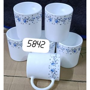 Blue Flowered Mugs – 300ml – Ceramic Tea & Coffee Cups