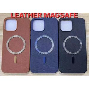 Apple Leather Textured MagSafe Case for iPhone 15 Pro Max – Slim Faux Leather Magnetic Back Cover, Shockproof Anti-Scratch Protective Case with Wireless Charging Support (Black)