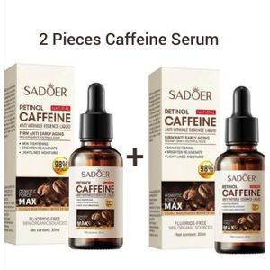 SADOER BUY 2 PIECES CAFFEINE Retinol Serum for Face, Anti Aging Retinol Serum, Caffeine Serum for Dark Circles and Puffiness, Smoothing Fine Lines and Skin Brightening for Women and Men