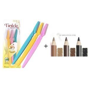 Eyebrow Shaper Razor(3pcs) + 3 Davis Pcs Eye And Lip Liner Pencils.