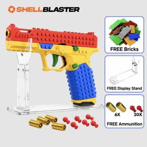 Building block assembly, reverse blow, rapid-fire, ejected soft shells
