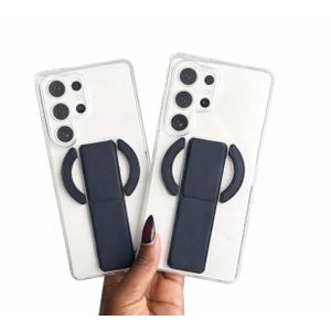 Samsung Galaxy S25 Ultra, S24 Ultra, S23 Ultra, S22 Ultra, S21 Ultra Back Cover Clear, Transparent, Colorless Premium with FLEXIBLE MAGNET HAND GRIP for holding & Stand Support, Magsafe Charging Phone Case/ Cover