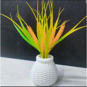 Artificial Green Grass Plant in Decorative Vase – Modern Tabletop Home & Office Decor