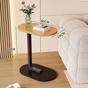 Premium High-Quality C-Shaped Side Stool – Minimalist Sofa End Table and Portable Laptop Desk, Nordic Oval Snack Table with Space-Saving Cantilever Under-Couch Sliding Base