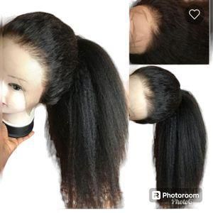 T-part human blend kinky straight wig