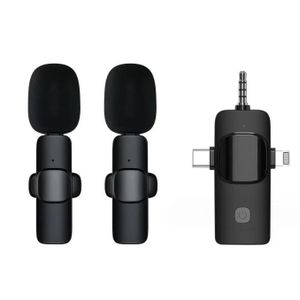 3 in 1 Double Mic Wireless Wireless Lavalier Microphone, Mini Microphone, Noise Canceling Lapel Mic for Interview Video Podcast Vlog YouTube