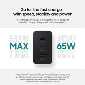 Samsung  (3 in 1 Trio)65 Watt 25 Watts 15 Watts Multi Port (Trio) Fast Charging Adapter Compatible With All Devices Including Laptop