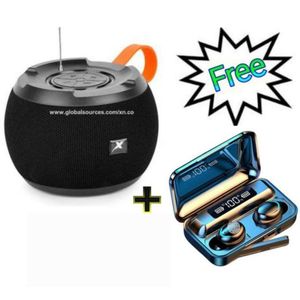 C15 Portable Bluetooth Speaker With Strong Bass + Free Earbuds 