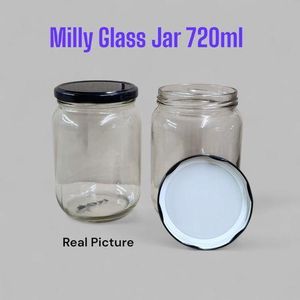 720 ml glass mason jars with black lids.-2pcs
