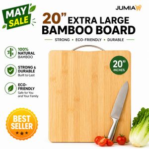 20 inch Extra Large Bamboo Chopping Board with Handle , Heavy Duty Cutting Board for Meat, Vegetables & Fruits