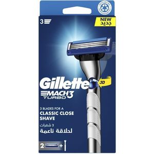 Gillette MACH3 Turbo Men’s Razor with Flexball Technology (1 Handle + 2 Blades)