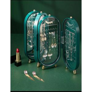 Foldable Vintage Jewelry Organizer Display Stand - Portable Trinket Box For Necklaces & Earrings