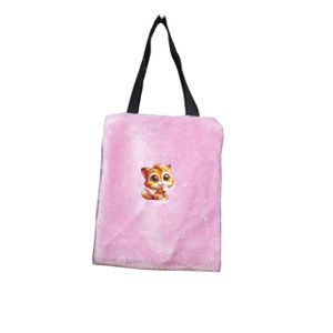 Trending fluffy tote bag color pink