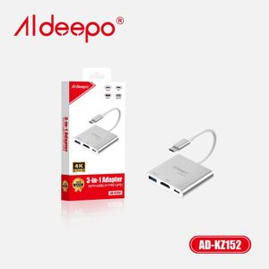 Aldeepo  AD-KZ152 3-in-1 Type-C to HDMI Adapter – 4K USB 3.0 Hub