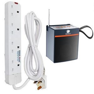 Power King high quality Heavy Duty 4-Way Extension Cable with long cable + Free 1036 Minisun Bluetooth Speaker