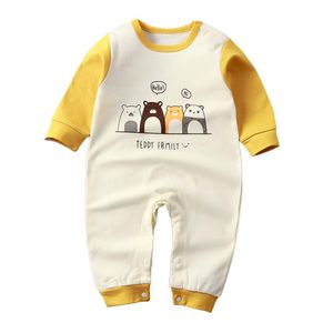 Baby one-piece suit,  cotton newborn crawling suit, long-sleeved pajamas for boys and girls, cartoon hatter