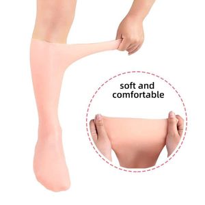 1 Pair Silicone Moisturizing Socks Foot Care Long Socks Gel Hydrating Spa Treatment Anti Crack Heel Repair Reusable Soft Comfort Skin Protector for Dry Cracked Feet Night Use Beauty Care