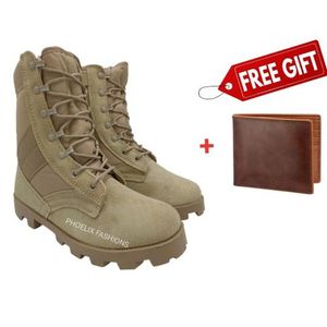 Siwar MILITARY & TACTICAL HIGH-TOP DESERT HIKING BOOT + FREE PURE LEATHER WALLET