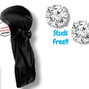 Black Silk Durag + Magnetic Studs