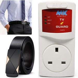  Luxury Leather Belt for Men Durable and Comfortable Fit+ BONUS Smart TV Guard Surge Protector