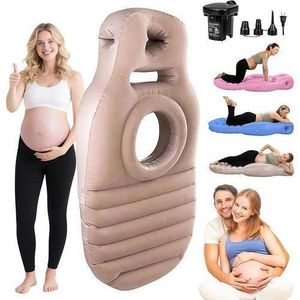 inflatable full-body pregnancy pillow mattress with a belly, neck and head holed - Belly Mattress plus pump for Pregnant Women with Electric Pump, Full Body Maternity Airbed for Stomach Sleeping, Back Pain & SPD Relief. for outdoor, home,  hospital use.