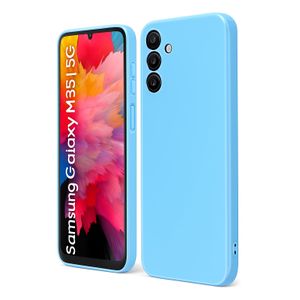 Soft Flexible Silicone Case for Samsung Galaxy M35, Shockproof Anti-Scratch Slim TPU Protective Back Cover (Light Blue)