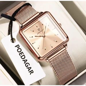 POEDAGAR 793 Quartz Watch Simple Design Mesh Steel New Arrival Women's Square Waterproof Leisure Watches for Ladies