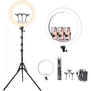 18 Inch LED Ring Light with Tripod Stand & Phone Holder – Adjustable Brightness, 3 Color Modes – Full Kit for Photography, Makeup, Live Streaming