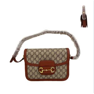 Vintage Monogram Print Crossbody Bag Brown-Tone Patchwork Leather Shoulder Bag Versatile Women’s Work Bag