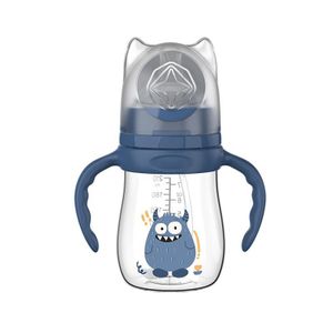 Newborn Wide Caliber PPSU Feeding Bottle Drop Proof Silicone Nipple Feeding Bottle with Straw Cup Handle