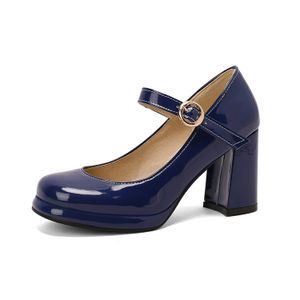 Tikicup Women Navy Blue Patent Pumps Low Cut Pointy Toe Stilettos