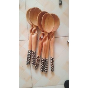 6 pieces of olive hardwood serving and cooking spoons