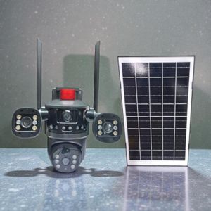 360-Degree Rotation AI Human Motion Tracking Alarm Warning Light Multiple Lens 4G PTZ Solar Camera with Quick Wake Up Low Power Usage and Remote Monitoring