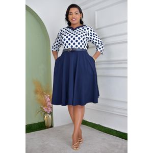 Ladies Perfect Design Navy Blue Skater Dress 