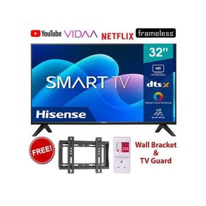 Hisense 32''smart TV with inbuilt Netflix, YOUTUBE, WIFI frameless+ free bracket&tv guard 