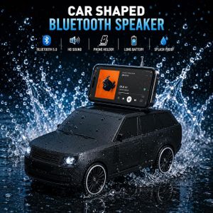 Caston Car Shaped Bluetooth Speaker with Solar Panel, Wireless Portable 10W Stereo Sound Speaker, RGB LED Lights, FM Radio, USB, TF Card, AUX Input, 1200mAh Rechargeable Battery, Retro